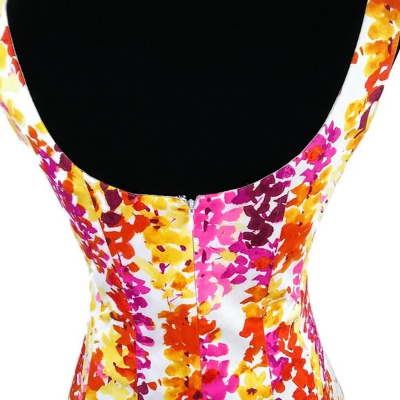Jones Wear Women Sleeveless Floral Fitted Sundress  Lined with Zipper Back Sz 4 - Picture 2 of 6